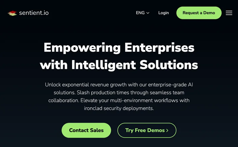 企業向けのAI技術を提供するSentient.ioの公式サイト